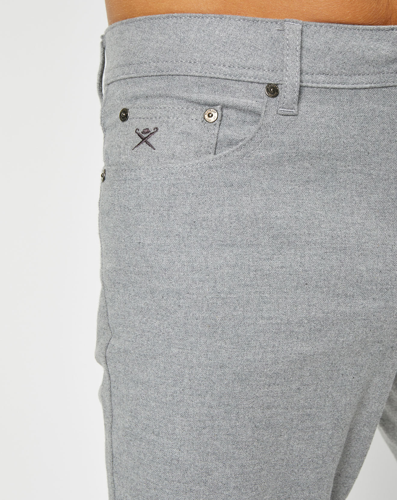 Hackett London Pantalon en Flanelle 5 Poches gris