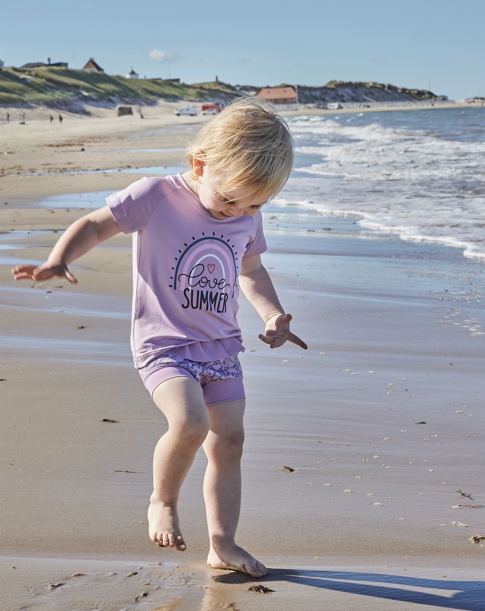 Windelbadehose SUMMER BLOSSOM mit Rüschen in lavender mist