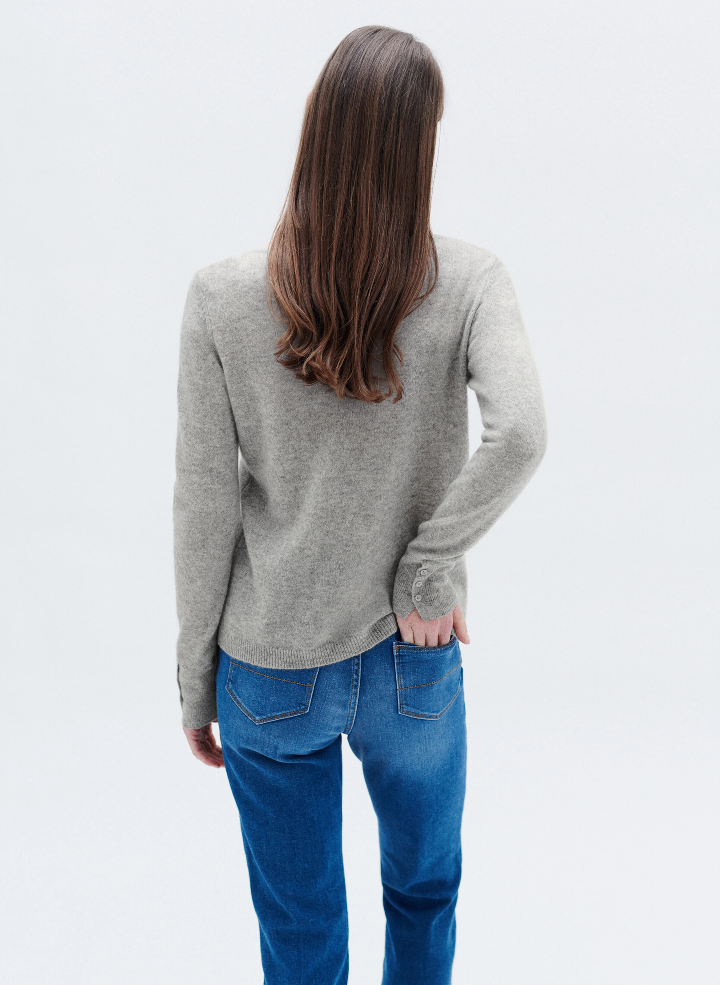 MZOAN - Pull droit col bateau en cachemire | Gris