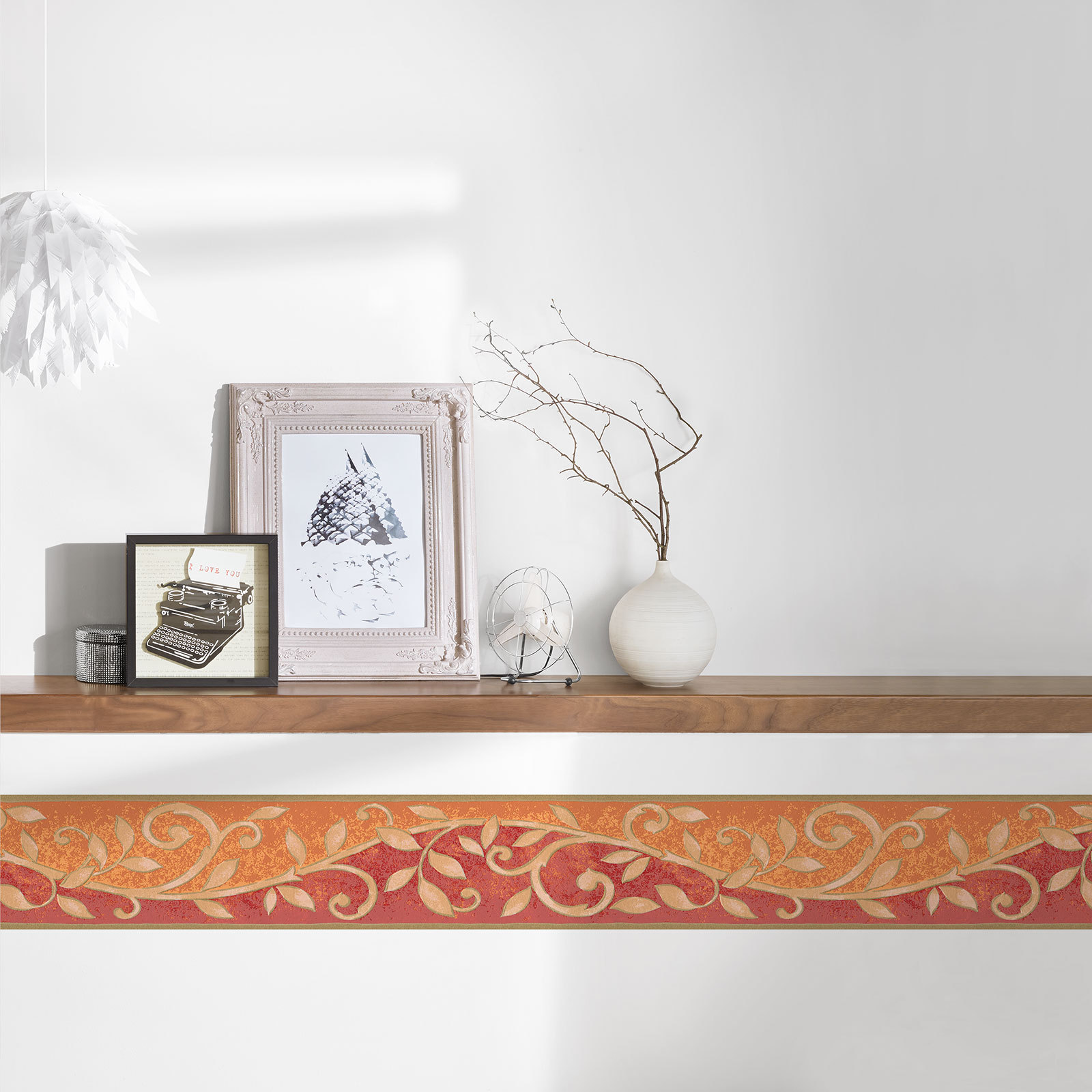 Papier-Borte ONLY BORDERS 10 - orange-rot - 5 Meter