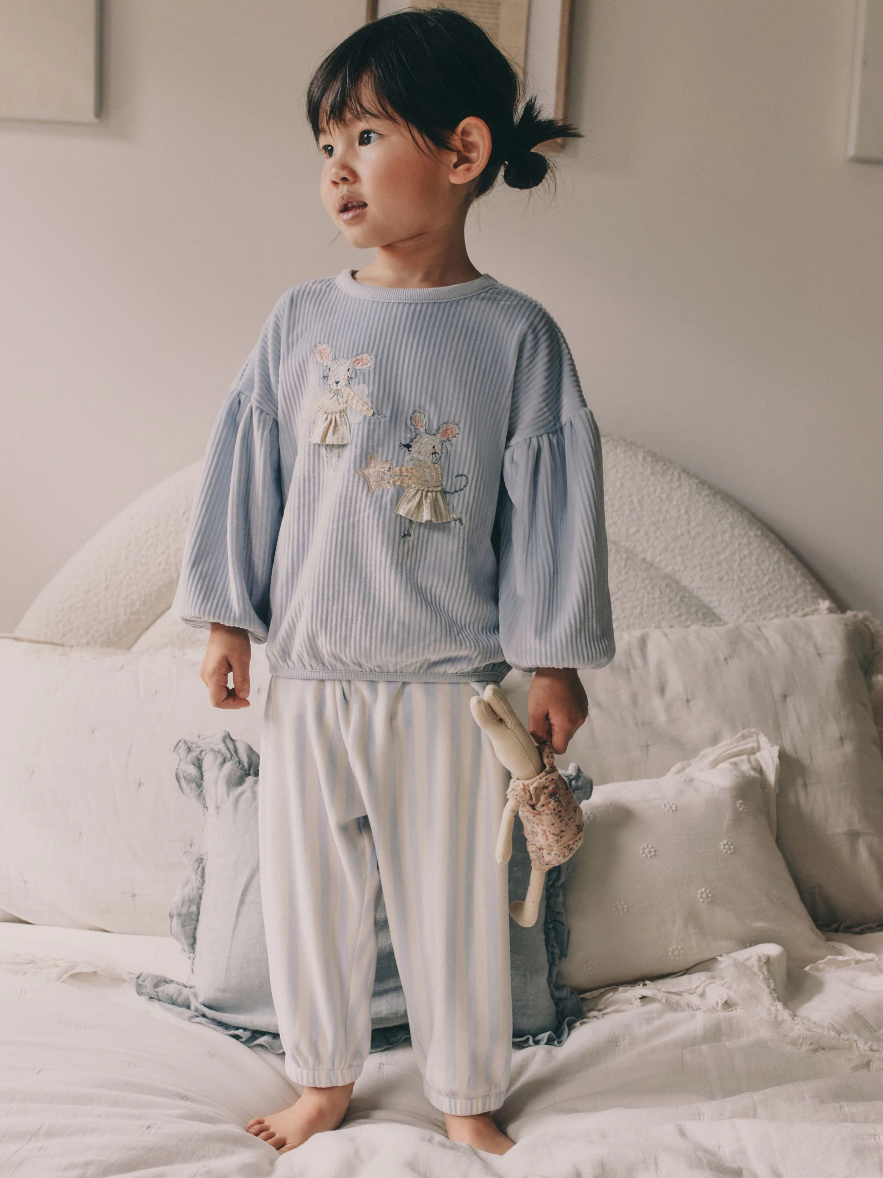 Blauw met muis - Behaaglijke fleece pyjama (9 mnd-10 jr)