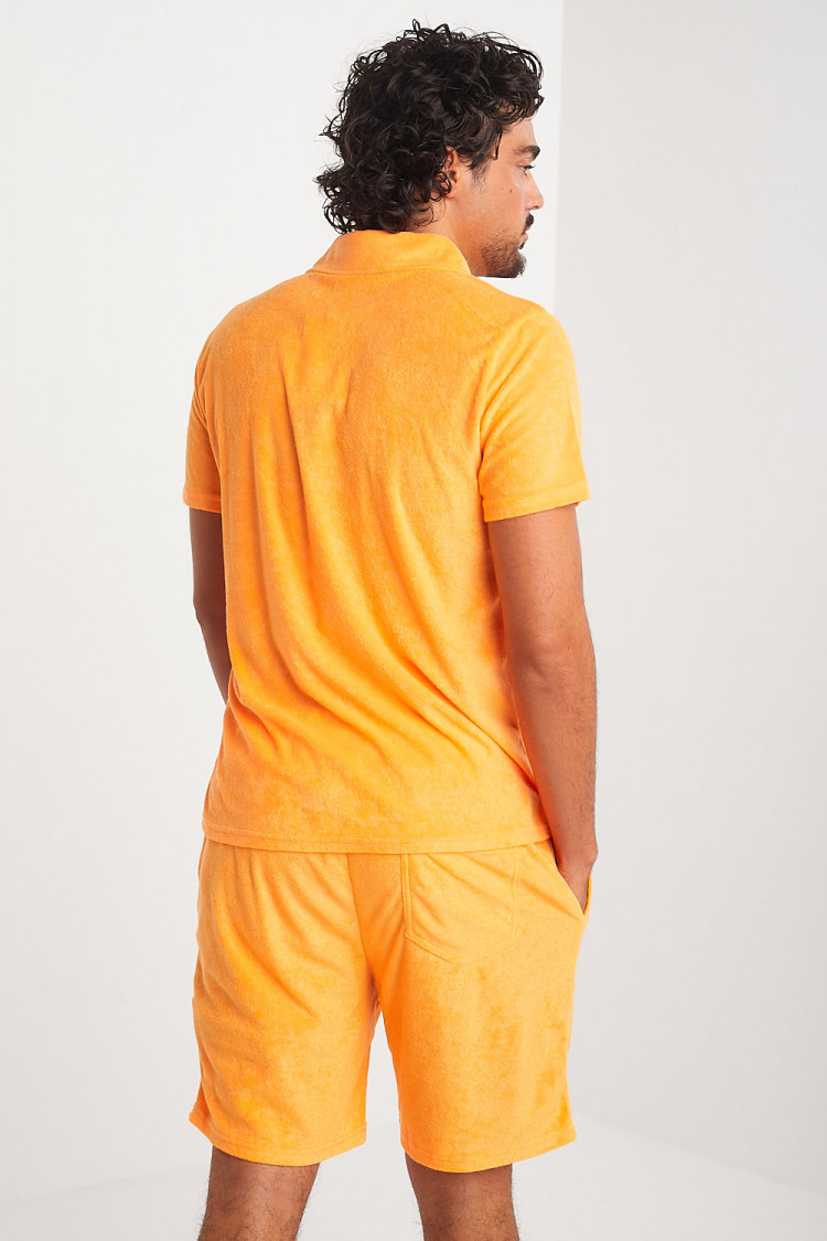 Ensemble 2 pièces polo + short orange en velours