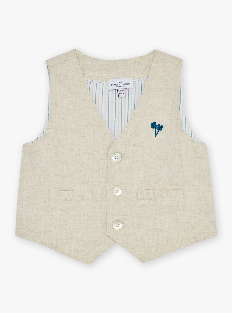 Veste beige sans manches en lin