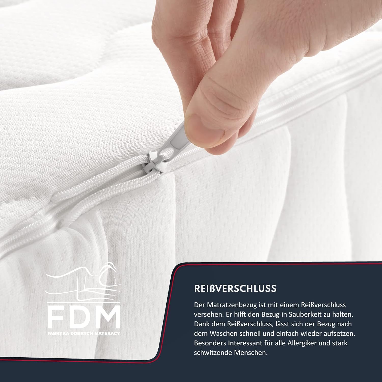 FDM Massage Matratze 90x200 cm Taschenfederkern Höhe 17 cm Härtegrad H3 7-Liegezonen Öko-Tex Allergikergeeignet Bezug Waschbar HR-Schaum
