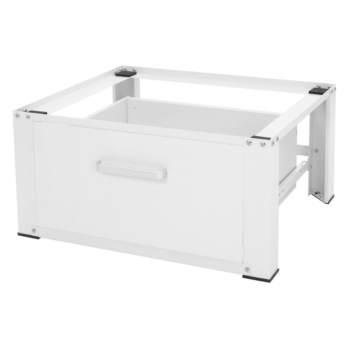ML-Design Wasmachine Onderstel met Lade 63x54cm Staal Wit tot 150kg, Wasmachinekast, Stabiele Wasmachine Onderstel, H=31,5cm Voetstuk Verlengstuk voor Droger/Koelkast