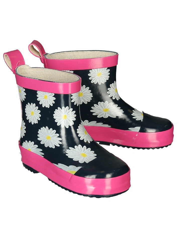 Gummistiefel MARGERITEN in dunkelblau/pink