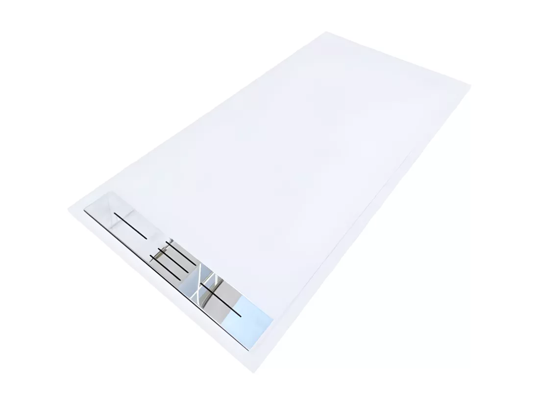 Receveur de douche 90 x 170 cm extra plat LUCIA en SoliCast® surface ardoisée blanc