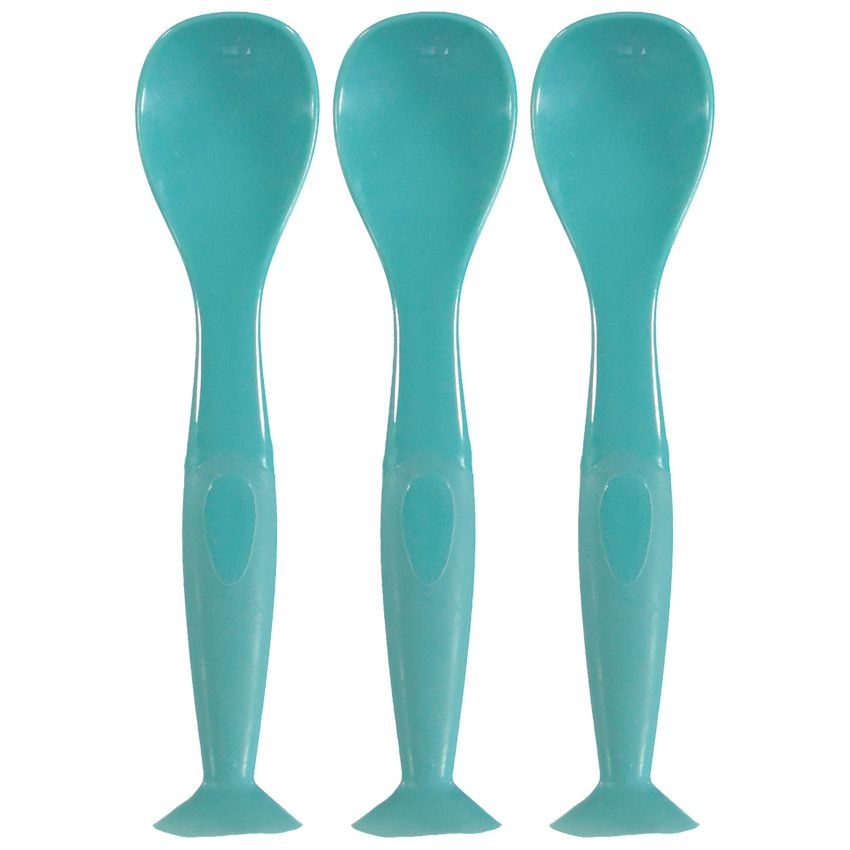 Set de 3 cuillères à ventouse Mix'N'Match - Bleu - Ecru