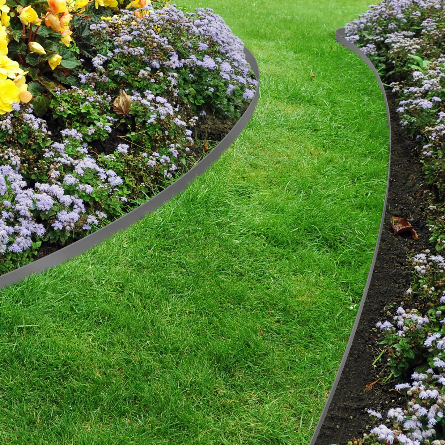 Bordurette de jardin flexible 10 M gris anthracite hauteur 5 CM + 30 piquets