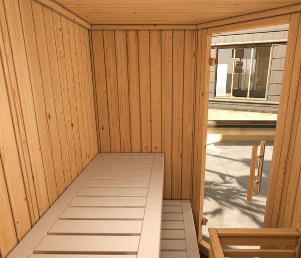 Weka Ecksauna Varberg mit Glastür