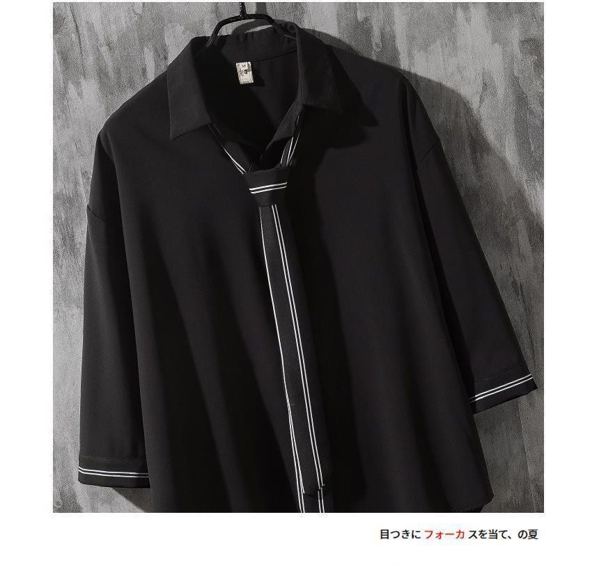 Tonni's - Shirt met stropdas en elleboogmouwen