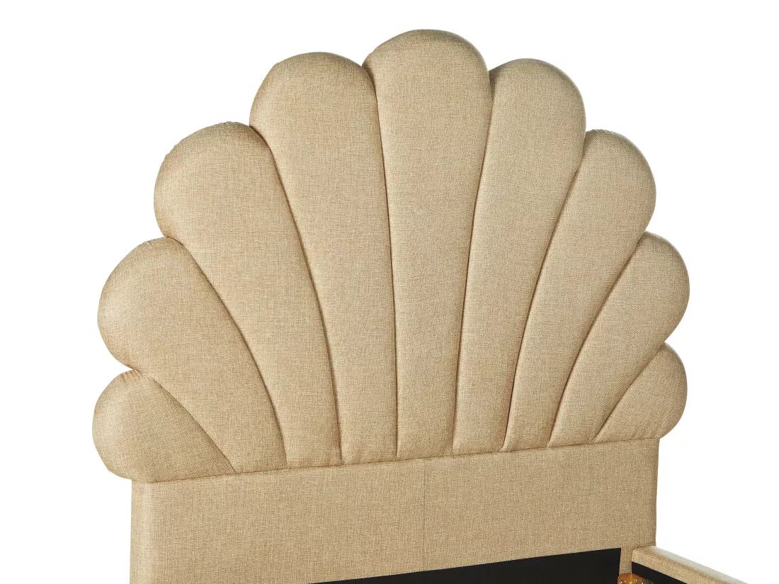 Lit coquillage 90 x 190 cm - Tissu - Beige - MOANA