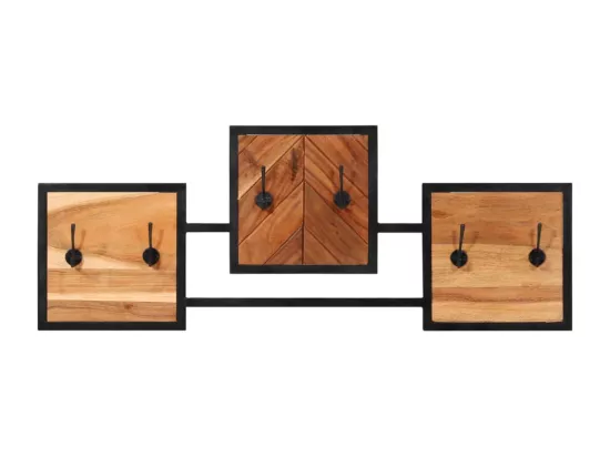 Porte-manteau mural 90x1x35 bois massif d'acacia et fer
