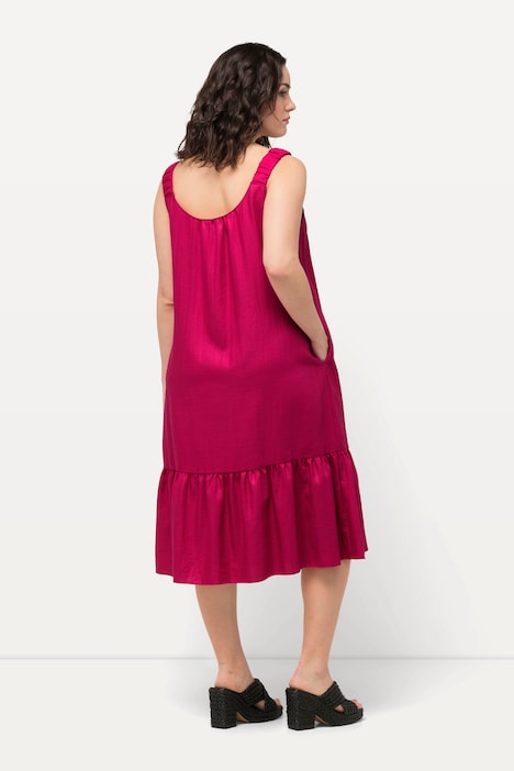 Midikleid, Elastikträger, Rundhals, ärmellos, Taschen