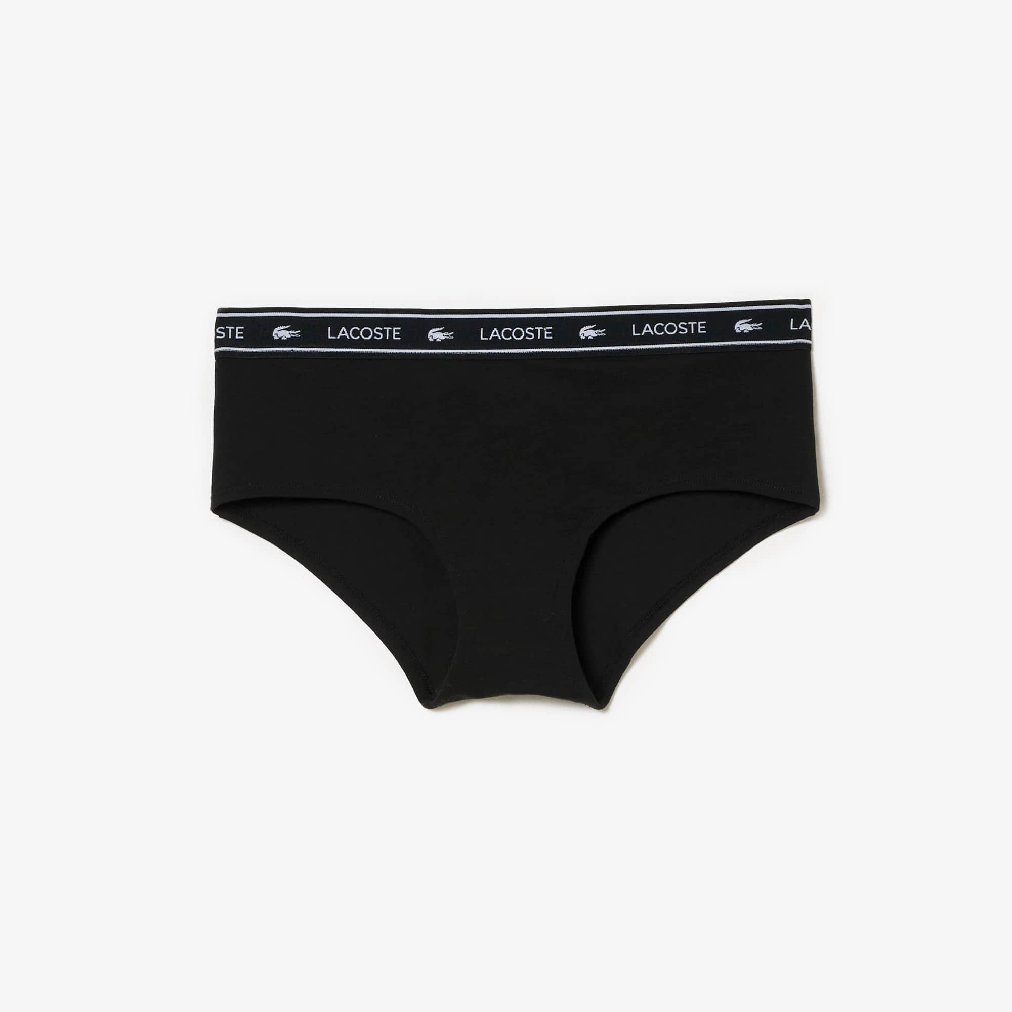 Shorty avec ceinture siglée en coton stretch Culottes & bas - Noir - Lacoste - Femme