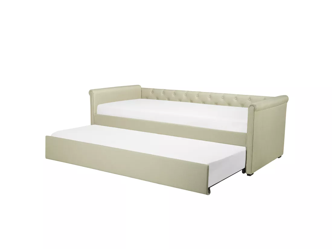 Lit gigogne Tissu LIBOURNE 80 x 200 cm Beige