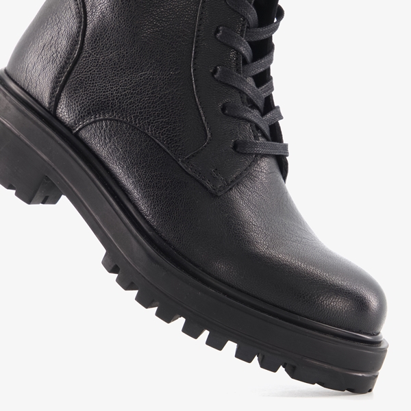 Harper leren dames veterboots zwart