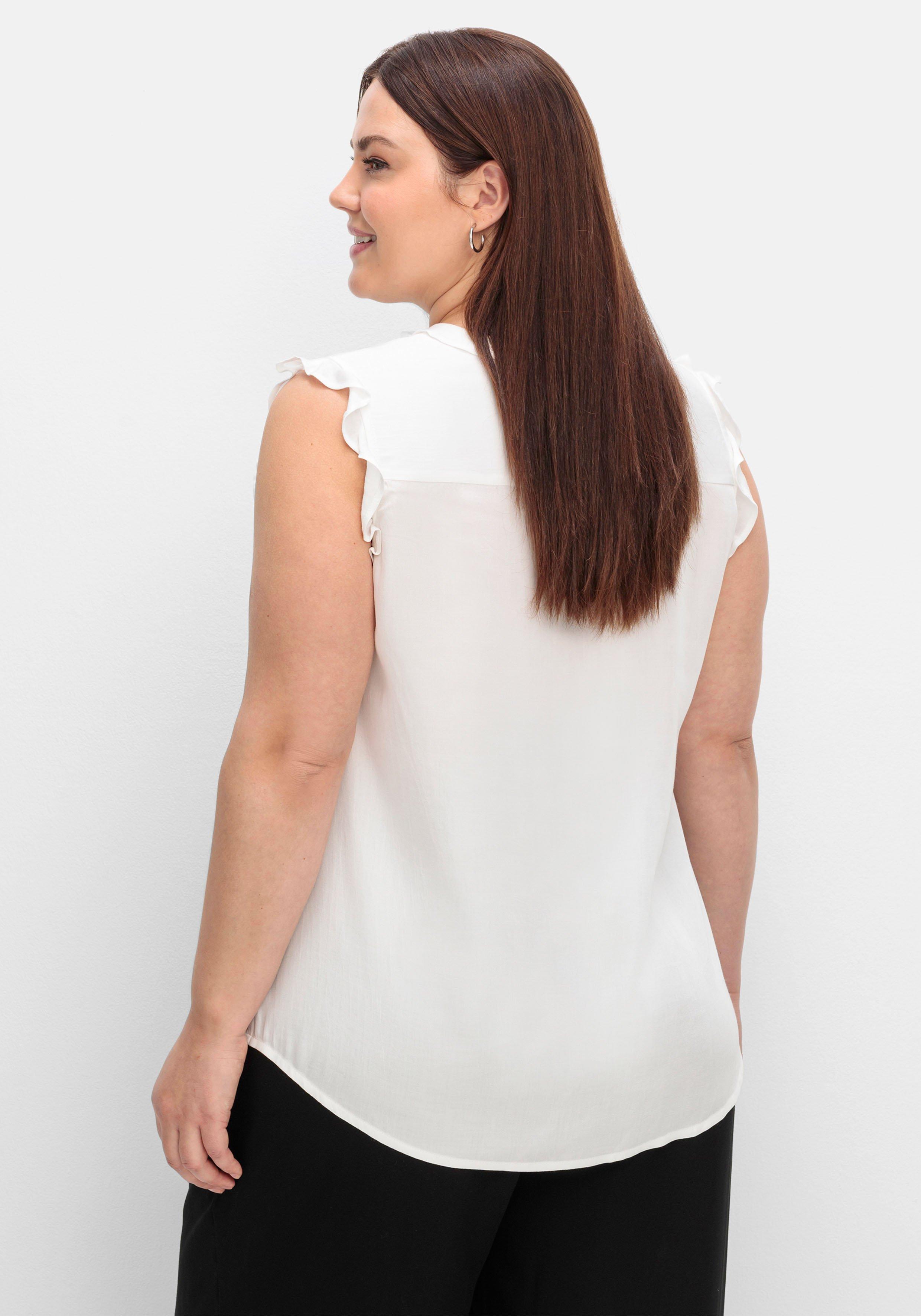 Bluse in ärmelloser Form mit Volants, aus Viskose