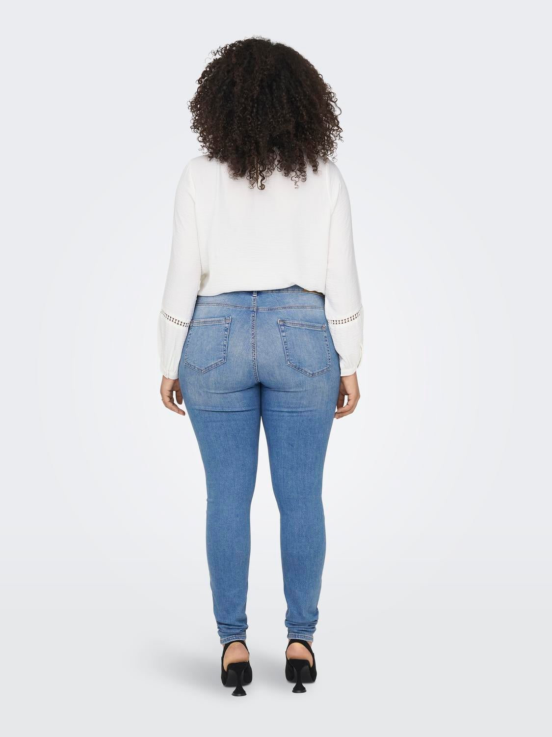 CARWILLY Mittlere Taille Skinny Fit Jeans Light Medium Blue Denim