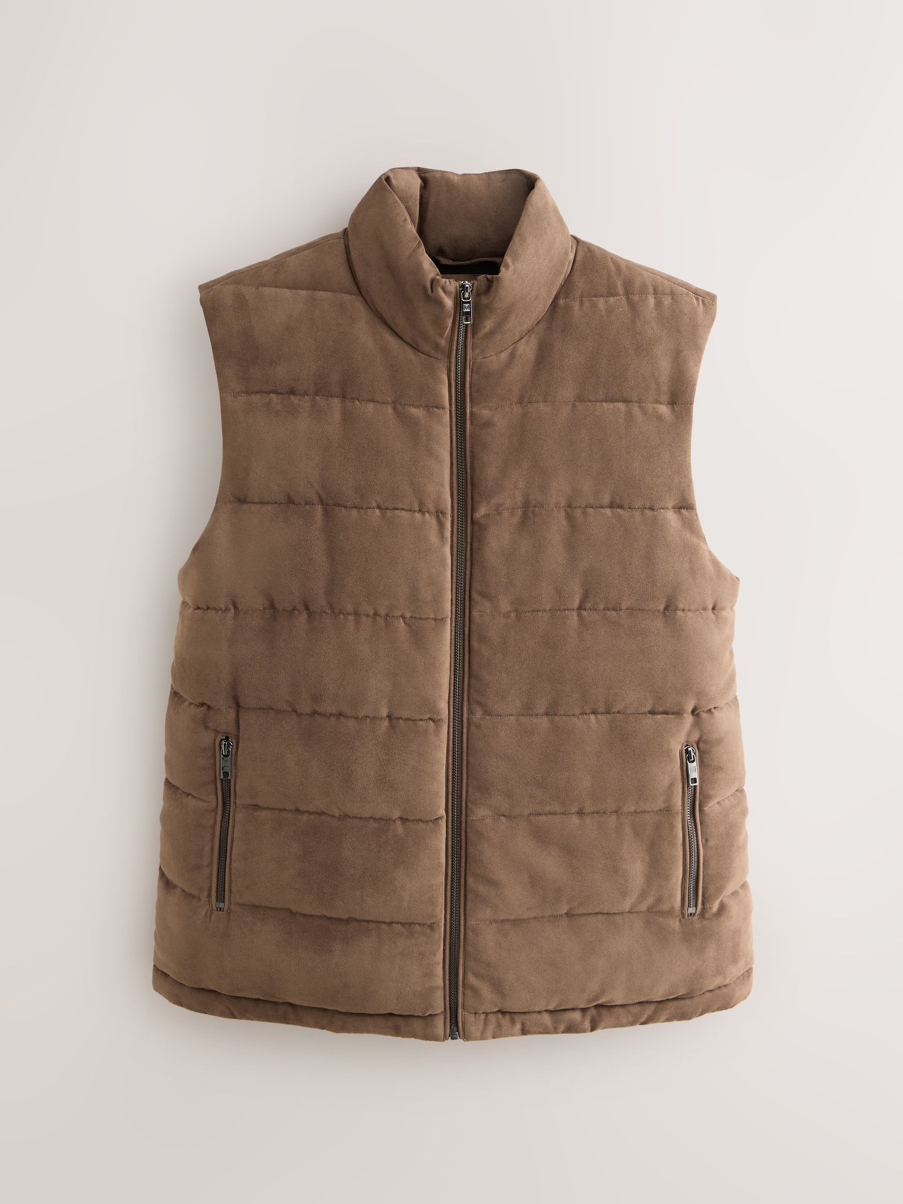 Lichtbruin - Gewatteerde bodywarmer van imitatiesuède