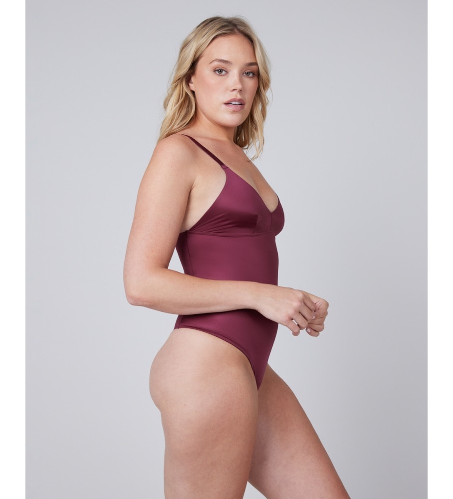 Calcinha fio dental SPANX em cetim cor granada