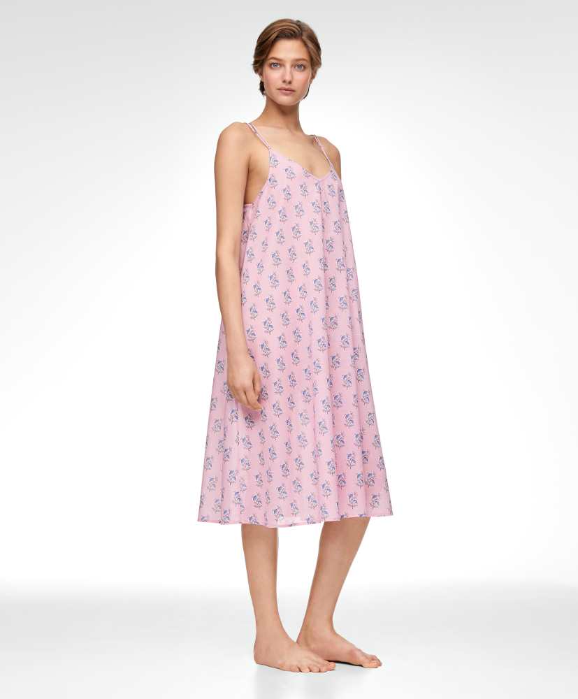 Camisola midi com estampa floral, 100% algodão