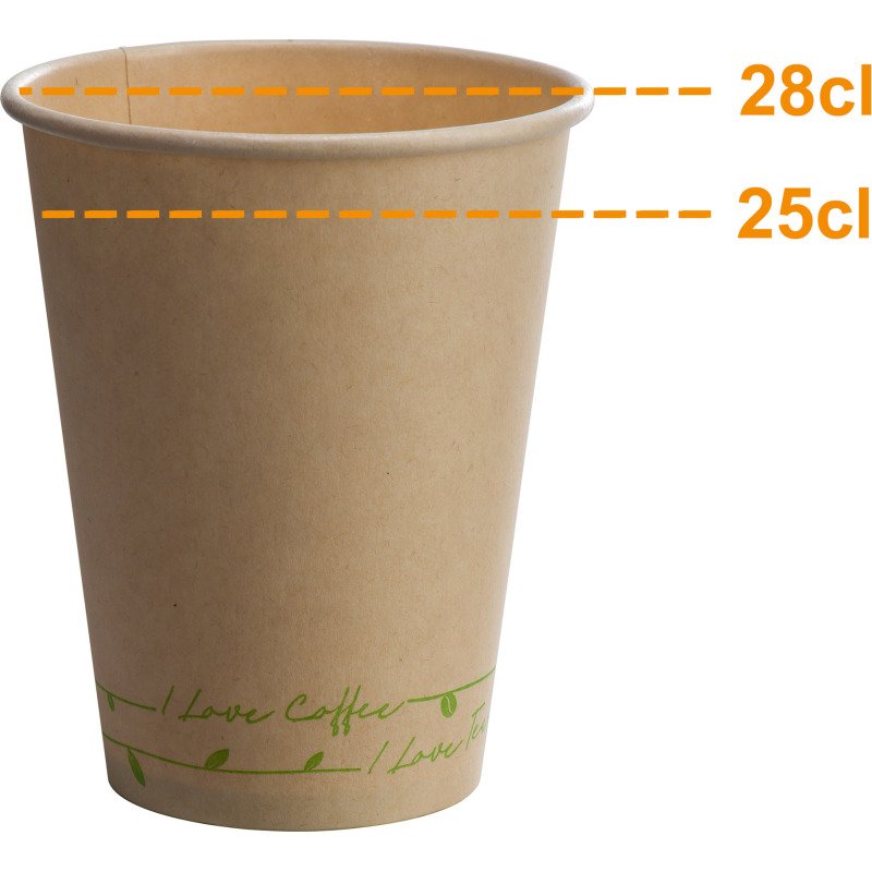 Gobelet en canne à sucre Biokup - 25 cl - Lot de 100