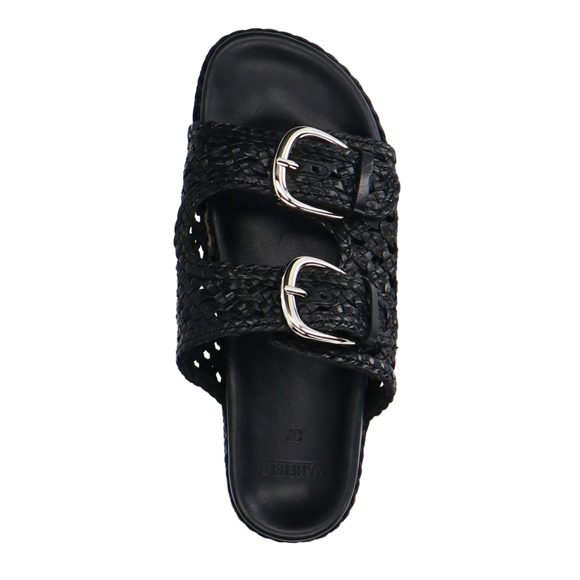 Zwarte leren slippers