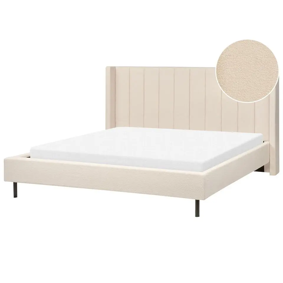 VILETTE - Tweepersoonsbed - Beige - 180 x 200 cm - Bouclé