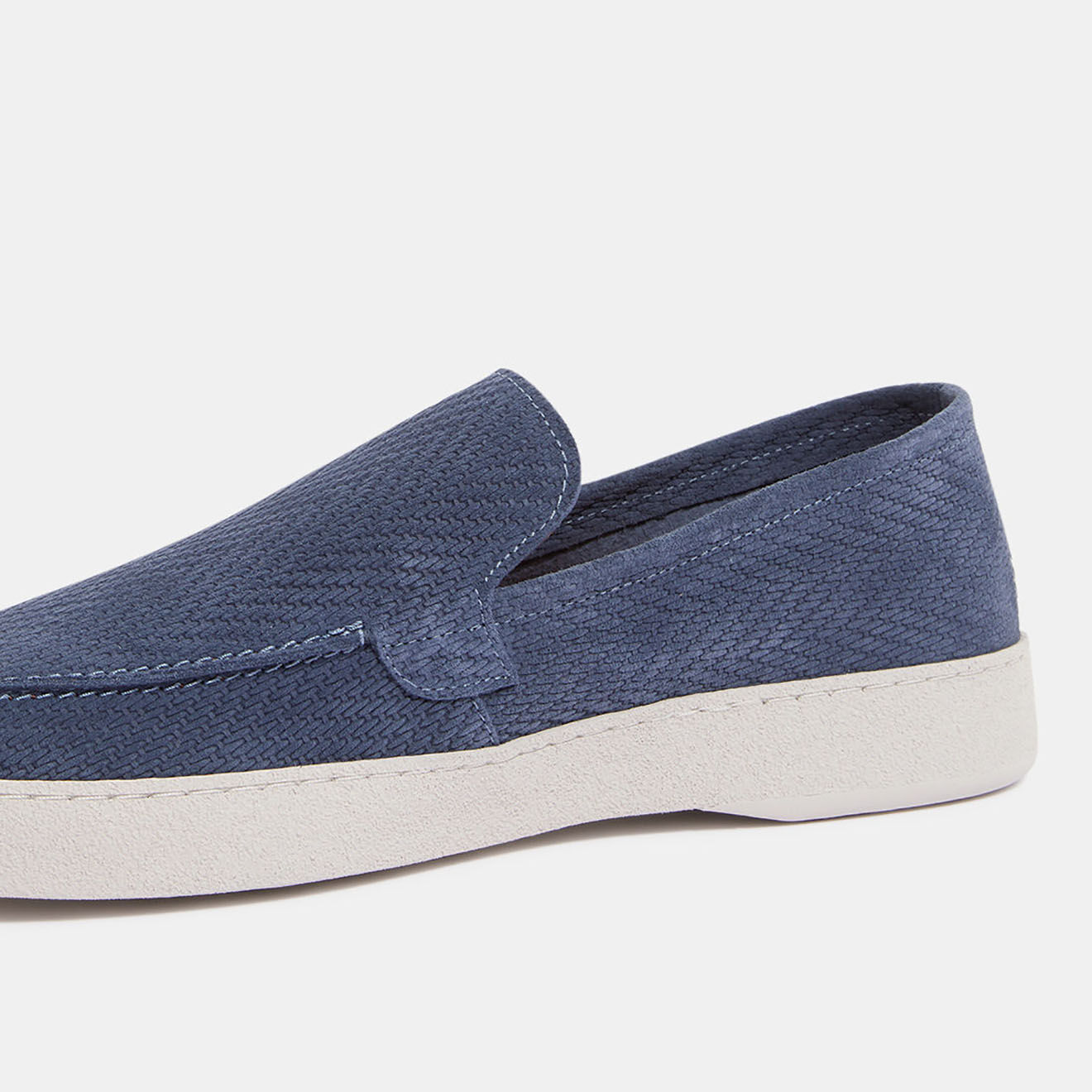 Comptoir GL Mocassins en Velours de Cuir embossés bleu jean