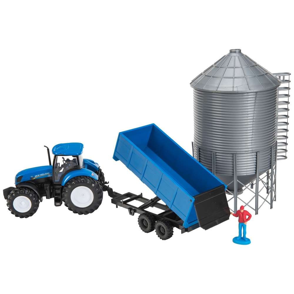 New Holland 1:32 Mähdrescher, Traktor & Getreidesilo-Set