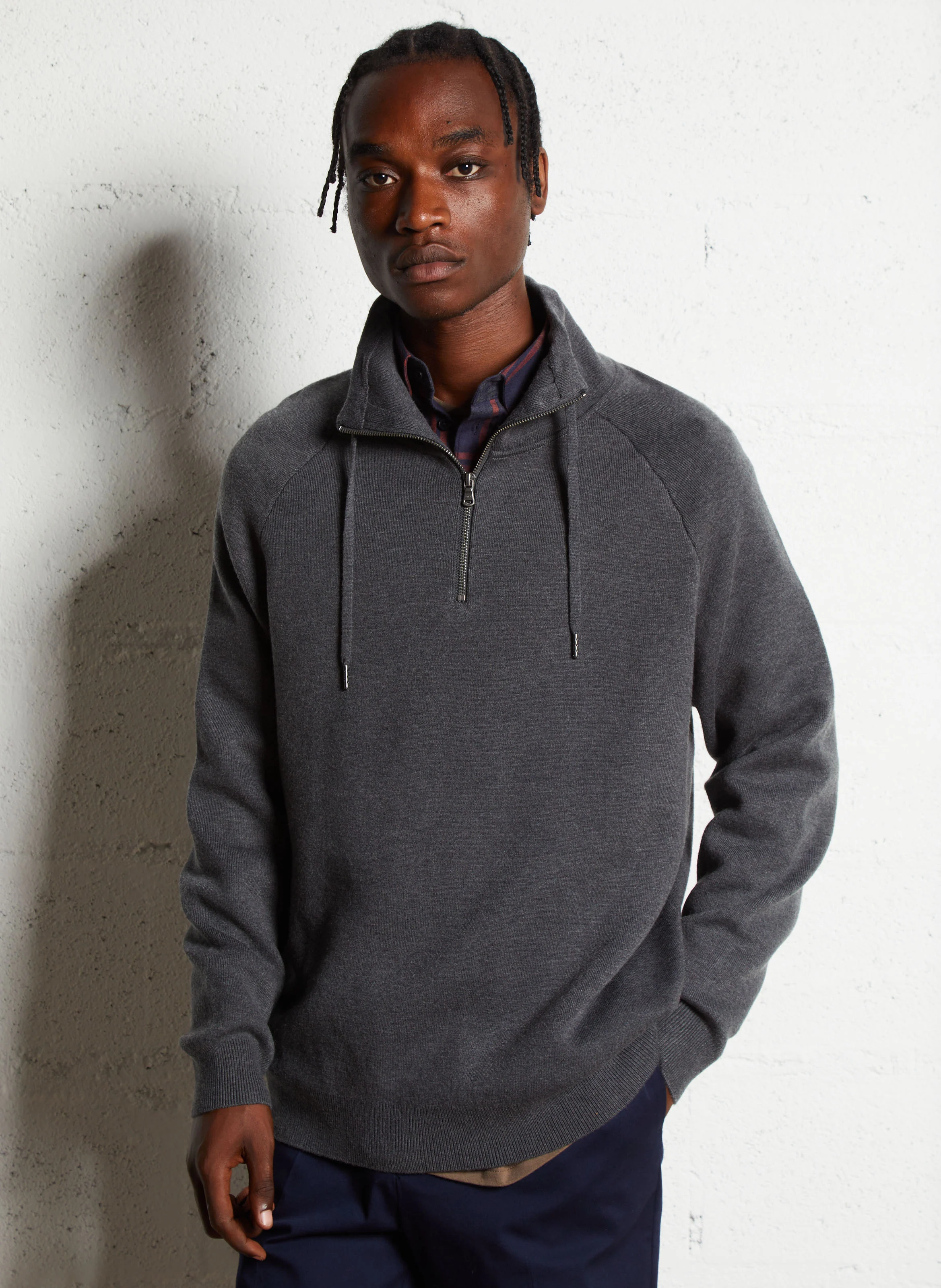 Pull col montant| Gris