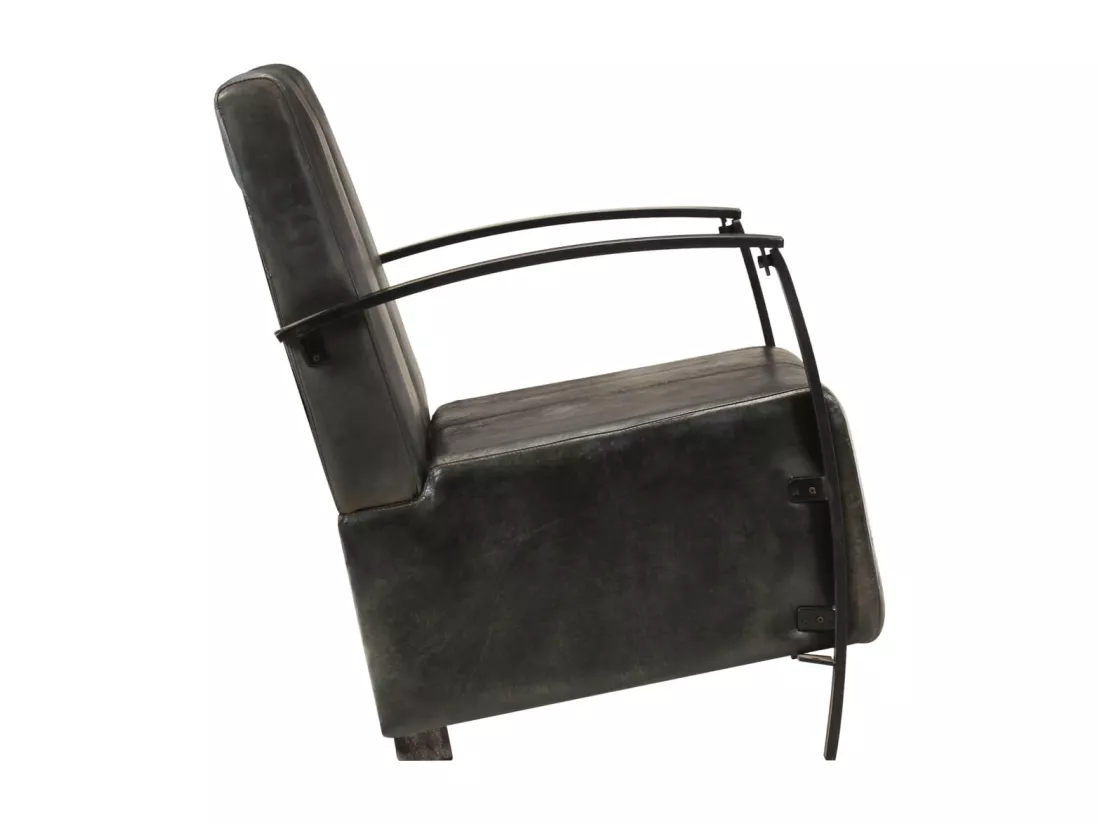 Fauteuil à 2 places Gris Cuir véritable