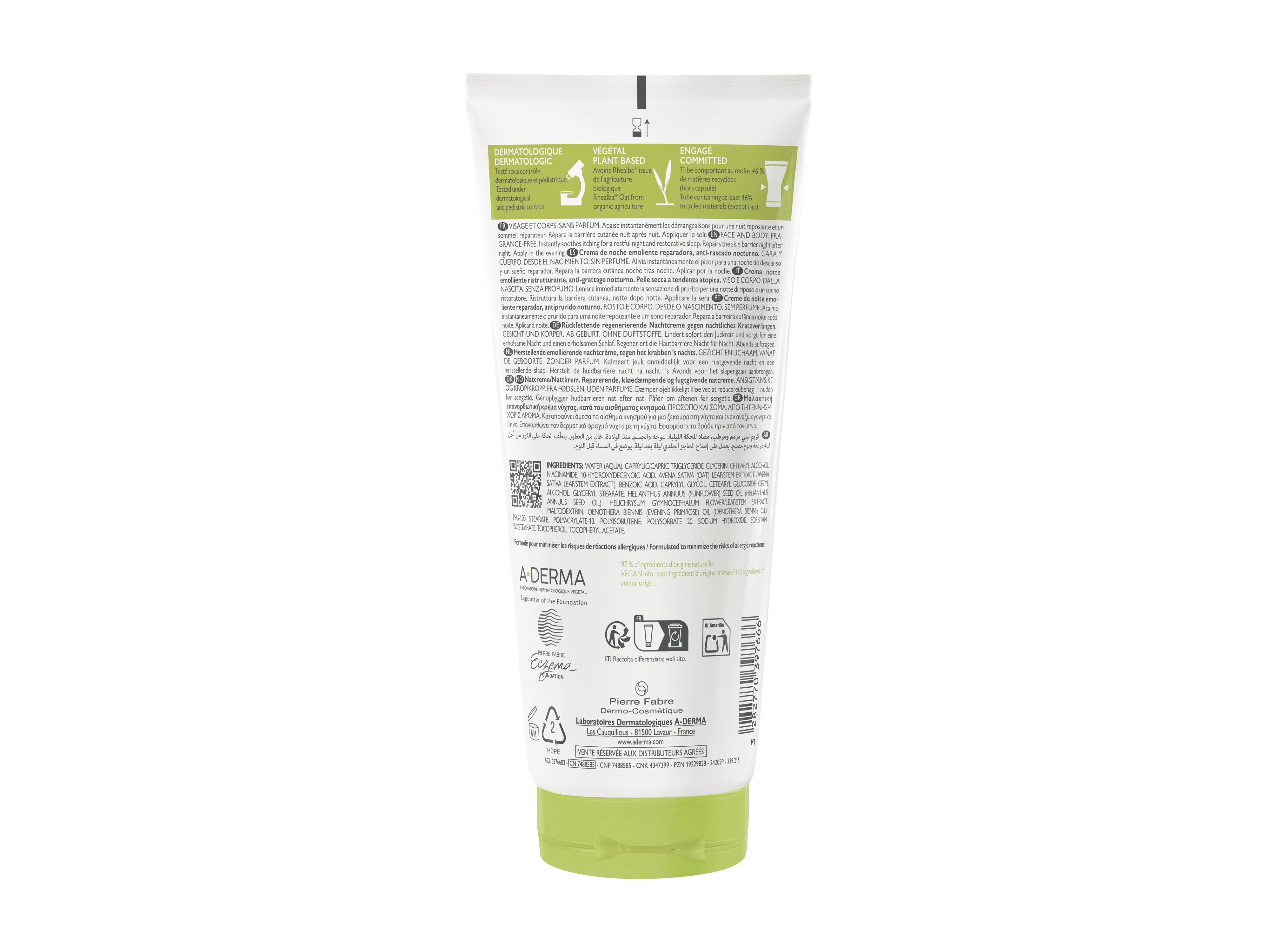 CREME CORPO A-DERMA EXOMEGA CONTRL NOITE 200 ML