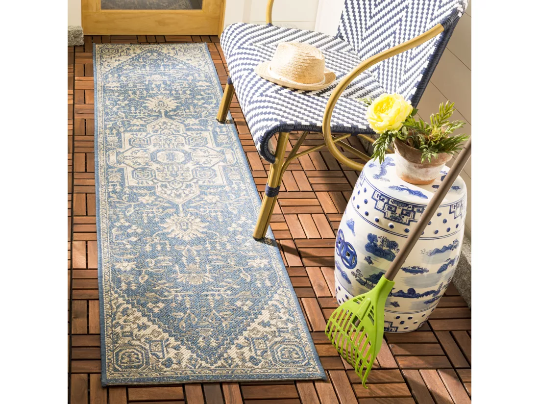 Tapis Cream & Blue 61 X 244 cm - Elba
