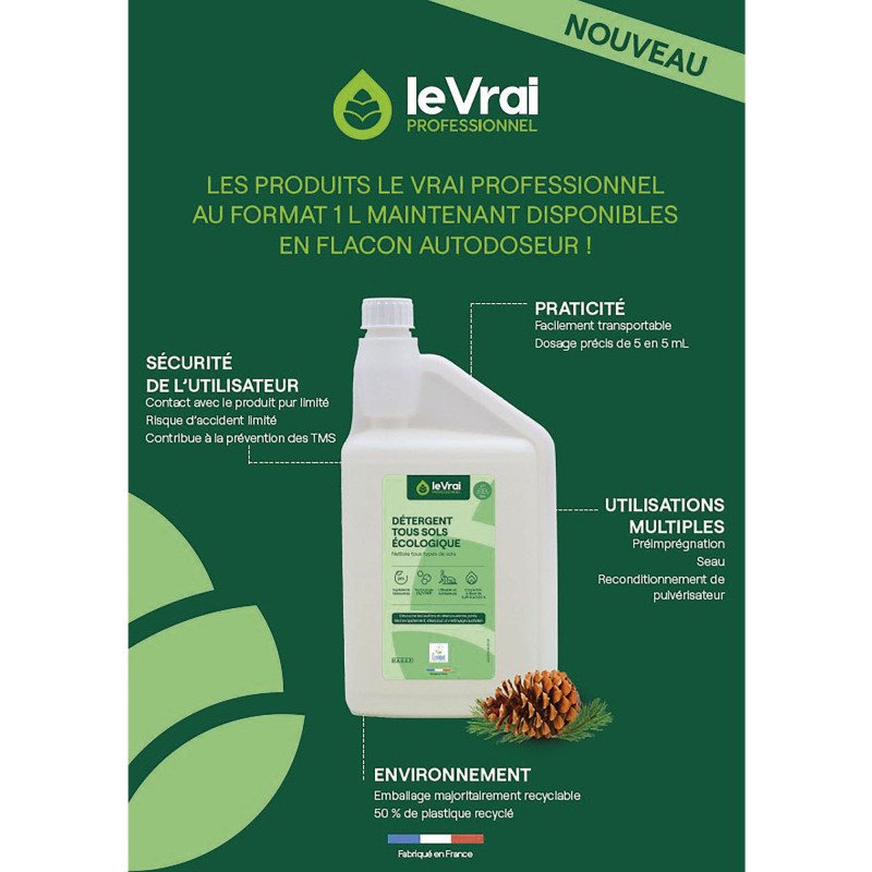 Détergent tous sols et multisurfaces pin des landes Le Vrai professionnel- Flacon de 1 L