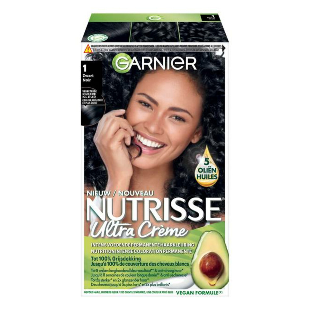 Garnier Nutrisse Ultra Crème Permanente Haarkleuring 1.0 Zwart Intens