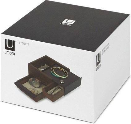 Umbra - Stowit - Opbergbox - Zwart/Walnoot - Rubberhout