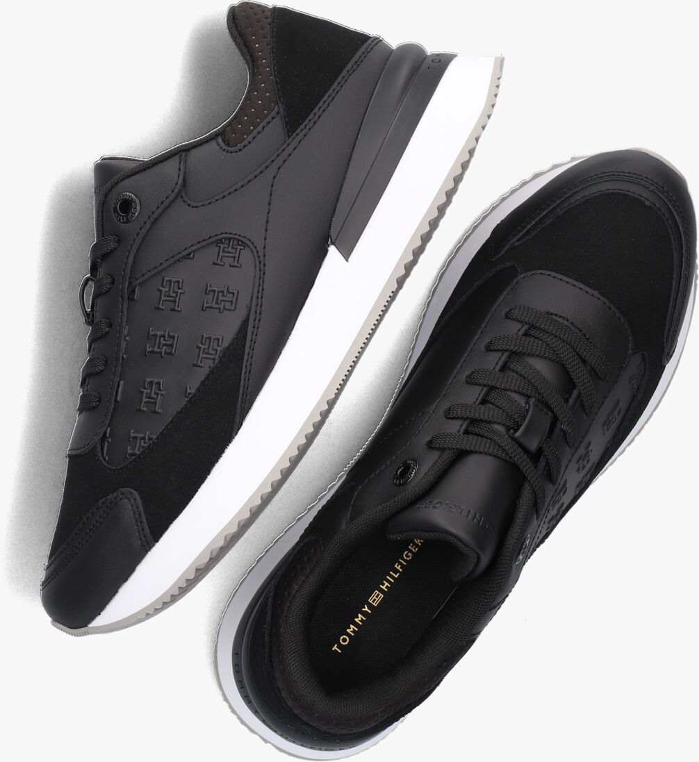 TOMMY HILFIGER zwarte tommy hilfiger lage sneakers elevated embossed runner