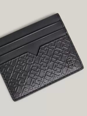 Porta-cartões de crédito em couro com monograma TH