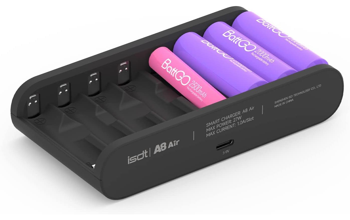 Ladegerät A8 Air USB-CKompaktes Ladegerät für AA und AAA Akkus