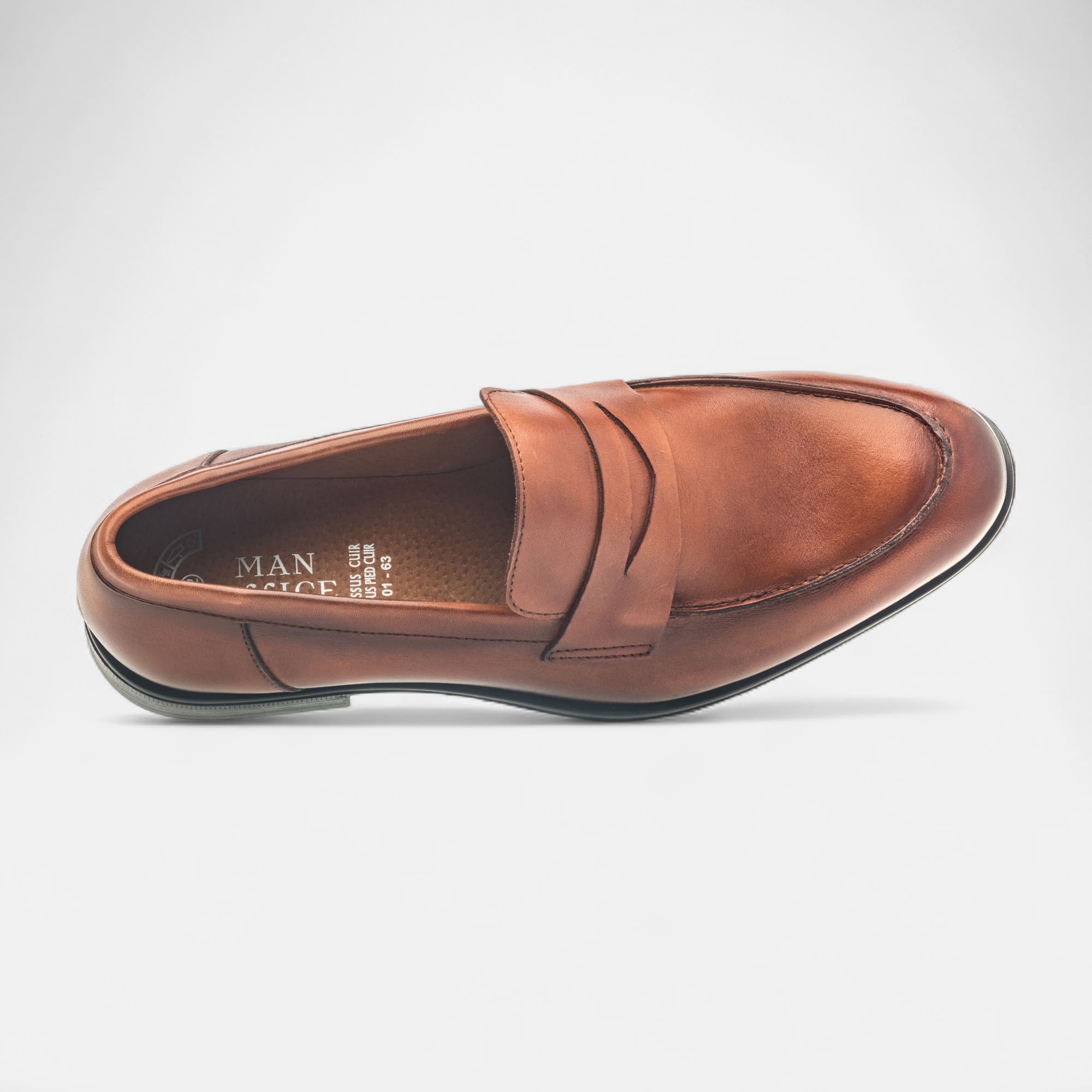 Mocassins Homme en cuir cognac