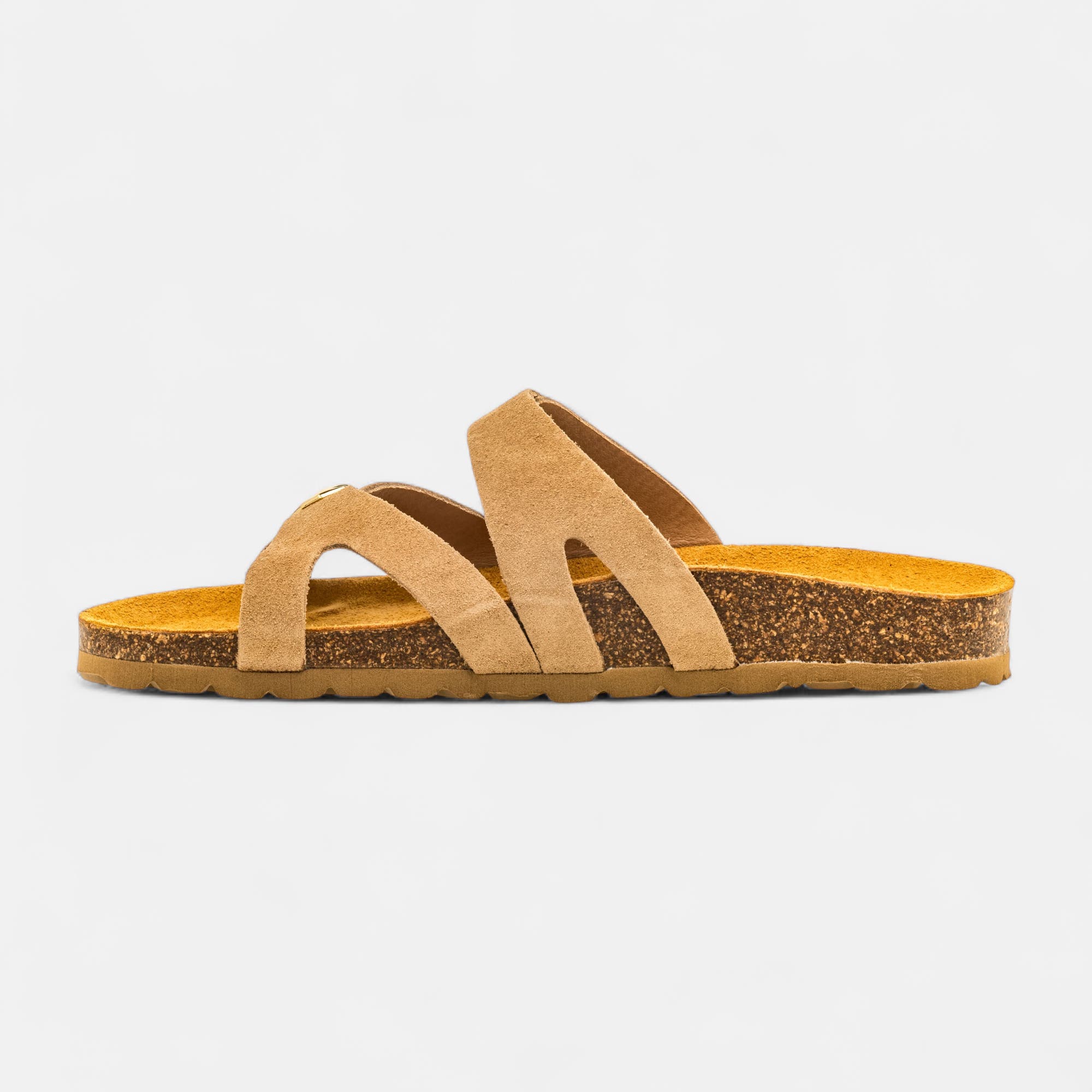 Mules semelle liège Femme en cuir beige