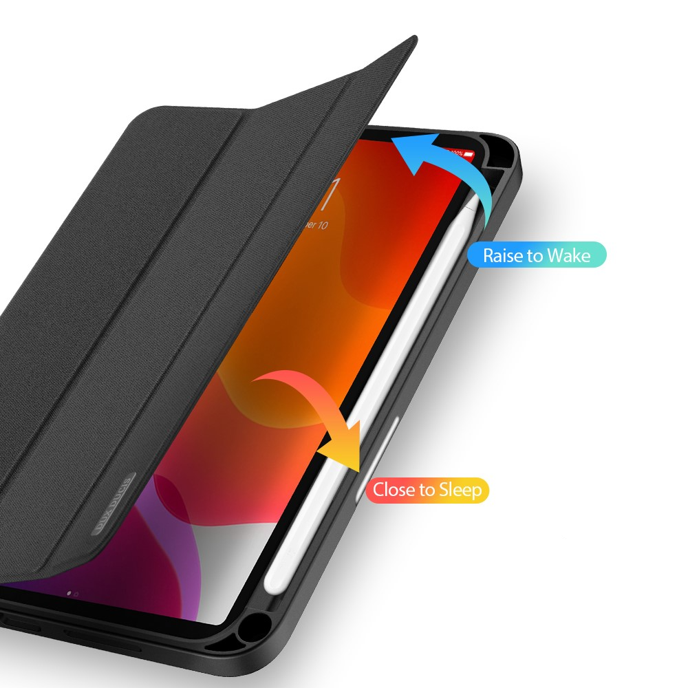 iPad Mini 7 (2024) / Mini 6 (2021) Tasche Smart Cover Hülle Stoff Design mit Apple Pencil Halterung - Schwarz