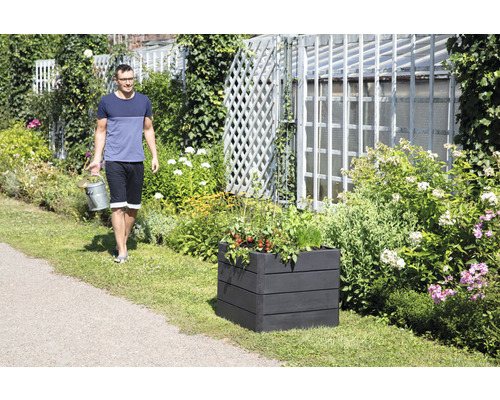 Klassieke verhoogde tuinbak GARANTIA ERGO Quadro S 50 incl. Flora waterbesparend systeem 60 x 60 x 50 cm hout