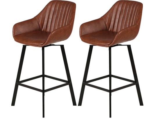 CONCEPT1 - Tabouret de bar Lot de 2 T. Moss marron foncé PU (plan)