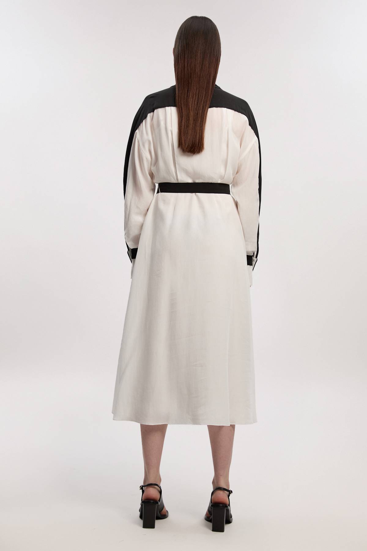 KarenMillen Robe-Chemise Maxi en Tencel Tissé Fluide à Blocs de Couleur Petite