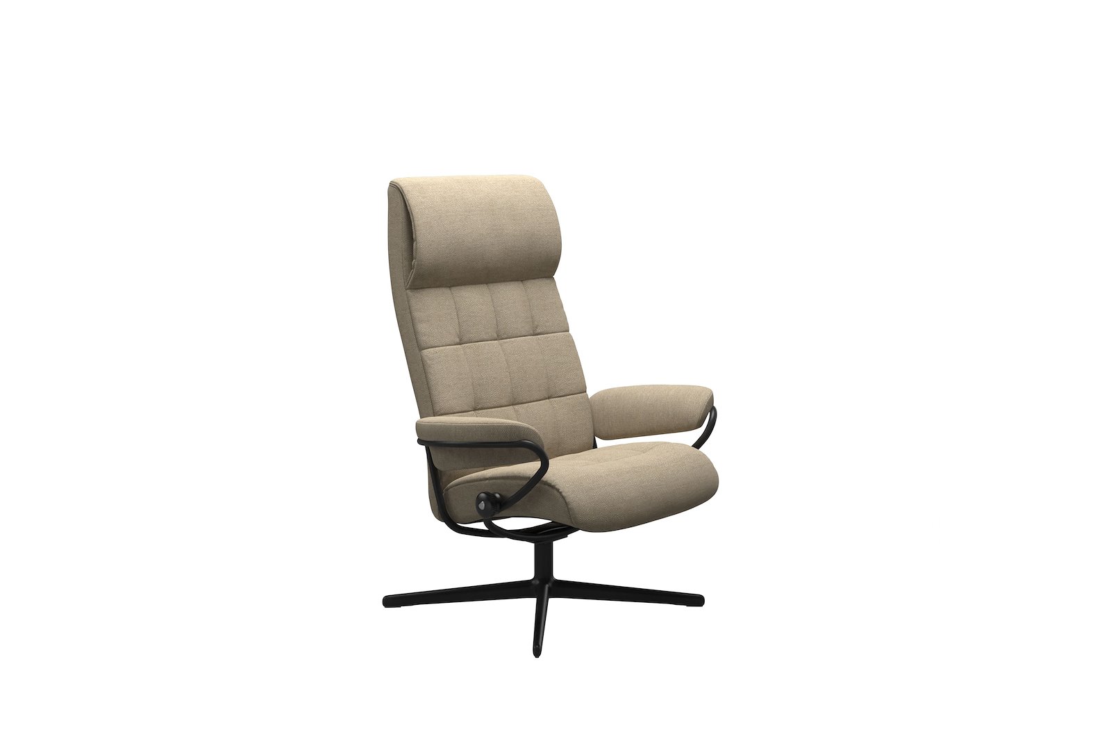 London lenestol Tesktil Peony Beige-Cross - Matt Black