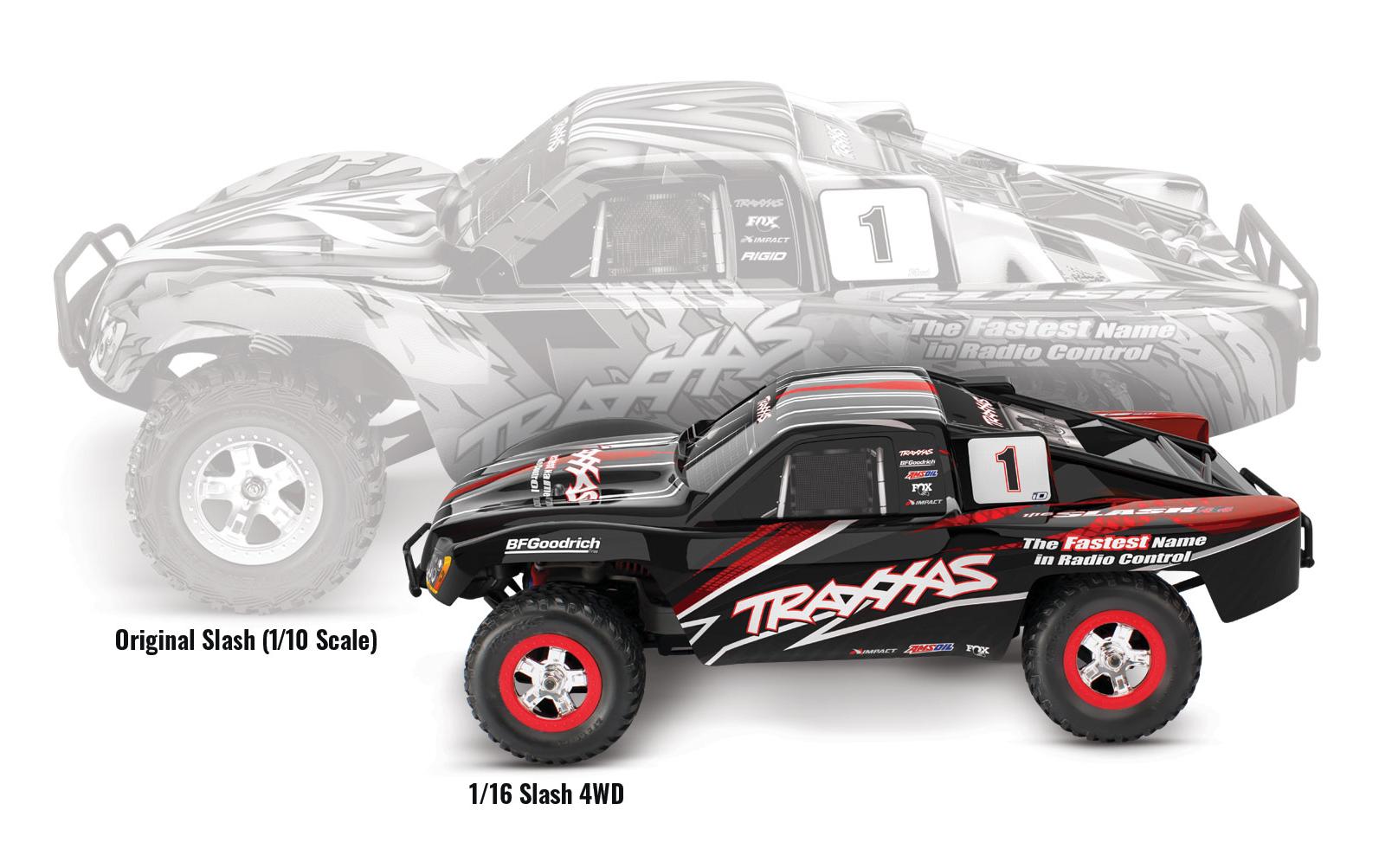 Short Course Truck Slash 4x4 Titan Schwarz, RTR, 1:16<br>Kleiner SCT mit Allradantrieb und 550er Brushed Motor