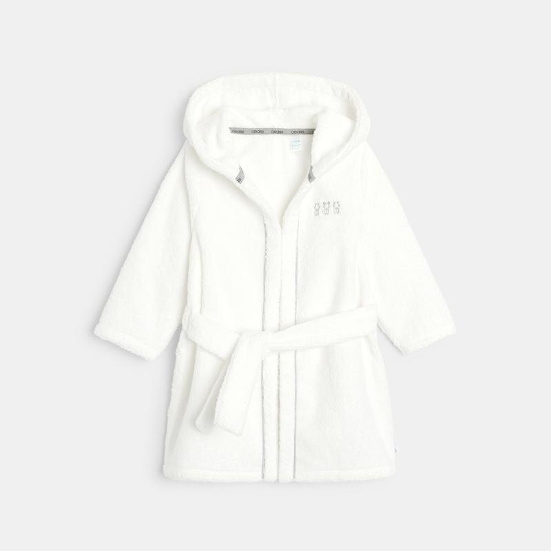 Peignoir éponge à capuche blanc naissance Blanc